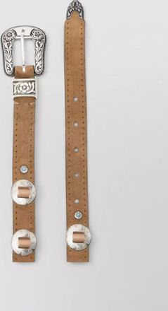 Golden Goose lace nabuk thin belt metal studs