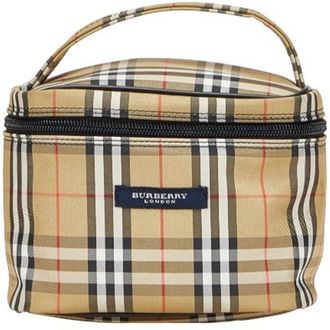 Burberry Beige Black Nylon Pouch Vanity Bag (Pre-Owned)
