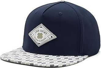 Black Clover Lucky Gem Adjustable Hat Baseball Caps Navy/Geometric Bill/Woven Patch, Polyester/Spandex