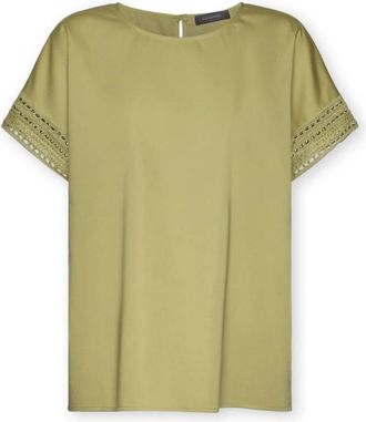 Elena Miro Blouse met kanten details - Dames - Blouses - Groen - XL - Katoen - Overhemden