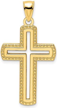 Diamond2Deal 14k Yellow Gold Polished Beaded Cross Pendant