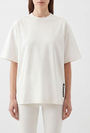 Jil Sander T-shirt in cotone con logo a contrasto e vestibilit&agrave; relaxed