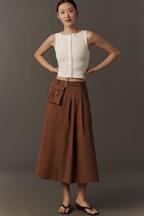 Maeve Pleated Cargo Midi Skirt