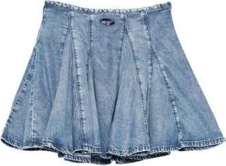Diesel Blue Logo Pleated Midi Skirt