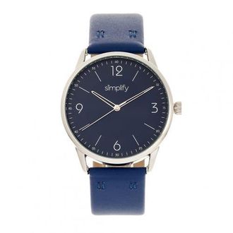 Simplify The 6300 Leather-Band Watch in Blue at Nordstrom