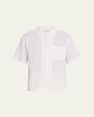 Frame Denim Mens Cotton Pocket Short-Sleeve Shirt