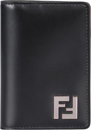 Fendi Wallets & Cardholders, male, Black, Size: ONE SIZE Check motif leather card holder
