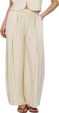 Edited Quanda Broek - Dames - Wijde Broeken - Beige - L - Polyester - Broeken