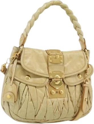 Miu Miu Pre-owned Hand Bag - Dames - Vintage Handtas - Geel - ONE Size - Leer - Vintage