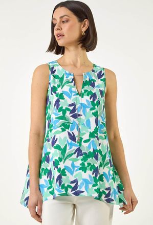 Roman Floral Asymmetric Necklace Top