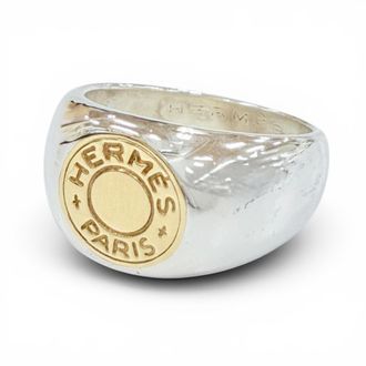 Herm&egrave;s Gold Silver Gold (18K) Silver 925 Band Ring (Pre-Owned)