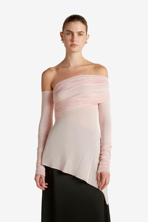 Marina Moscone Jersey One-Shoulder Draped Top in Camellia at Nordstrom, Size X-Small