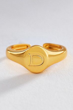 Luv AJ Initial Oval Signet Ring