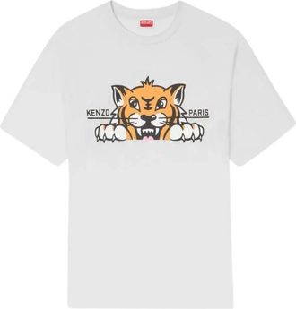Kenzo Happy Tiger Oversize T-shirt - Heren - T-shirts - Wit - XS - Tops