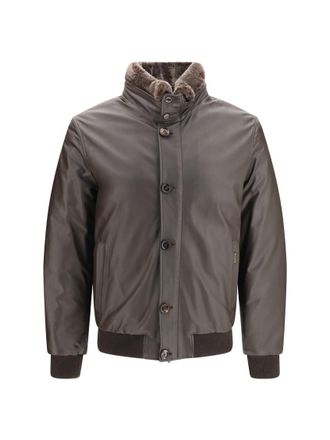 Moorer Brown Mock Collar Jacket