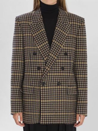 Saint Laurent wool jacket structured shoulders peak lapels