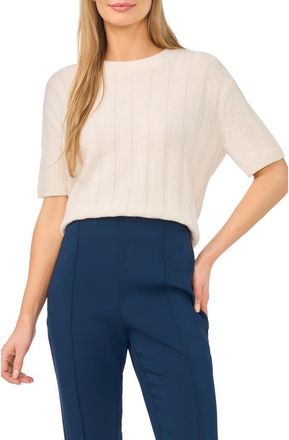 Ted Baker Short Sleeve Cashmere Rib Sweater in Vanilla Ice at Nordstrom, Size X-Large