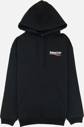 Balenciaga Mens Balenciaga Logo Print Hooded Sweatshirt Black 1070 - Size: 32