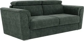Vente-Unique Divano Letto 4 Posti Express In Tessuto Testurizzato Verde Letto 160 Cm Materasso 14 Cm - Rizora