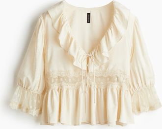 H&M Bluse mit Spitze - Beige