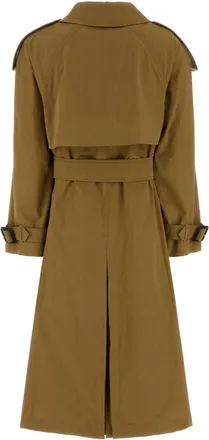 Burberry Womens Mud Canvas Fitzrovia Trench Coat Lignumbrown Polyester Cotton
