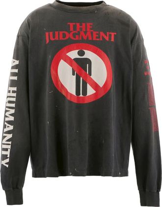 Saint Mxxxxxx graphic-print long-sleeve T-shirt - men - Cotton - L - Black