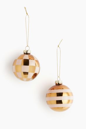 H&M 2er-Pack Gemusterte Weihnachtskugeln - Beige