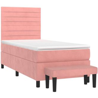 vidaXL Vidaxl - Cama Box Spring Con Colch&oacute;n Terciopelo Rosa 90x190 Cm