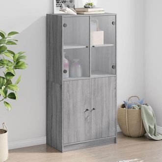 vidaXL Aparador Alto Con Puertas Madera Gris Sonoma 68x37x142 Cm Vidaxl