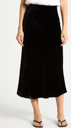 Faherty Stretch Velvet Midi Skirt in Black at Nordstrom Rack, Size Small