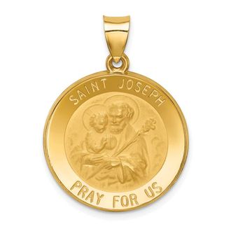 Diamond2Deal 14k Yellow Gold Polished and Satin St Joseph Medal Hollow Pendant