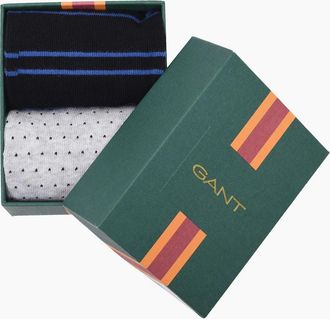 GANT Mens Gant Stripe and Mini Dot 2pk Socks Marine - Navy - Size: 9.5/10/10.5/11/9