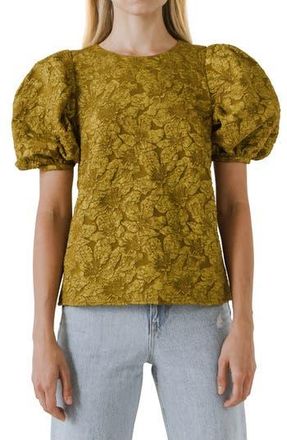 endless rose Textured Floral Blouse in Gold at Nordstrom Rack, Size X-Small
