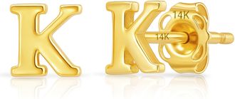 MAX + STONE 14k Yellow or White Gold Small Script Initial Letter Stud Earrings