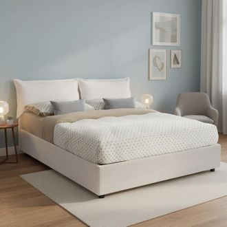 Talamo Italia Talamo Italia - Cama Matrimonial Michela, Cama Contenedor Con Tapizado En Ecopiel, 100% Made In Italy, Apertura Frontal, Con Colch&oacute;n 140x190 Cm Inclui