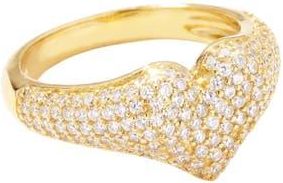 The M Jewelers NY Mini Iced Out Heart Pinky Ring in Gold at Nordstrom, Size 3