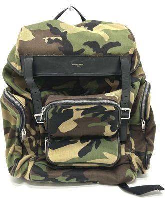 Saint Laurent Camouflage Green Canvas Backpack (Pre-Owned)