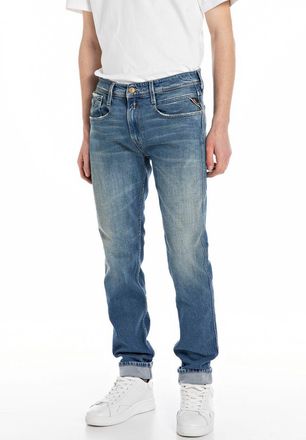 Replay Slim-fit-Jeans REPLAY ANBASS HYPERFLEX BIO, Herren, Gr. 33, L&auml;nge 36, blau (medium blau 614), Denim/Jeans, Obermaterial: 80% Baumwolle, 10% Modal, 7% 