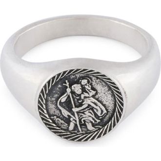 Serge DeNimes St. Christopher Signet Ring in Silver at Nordstrom, Size 10.5