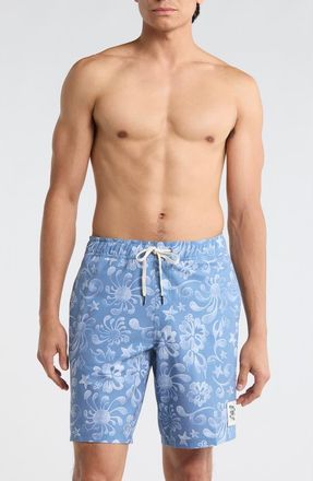 Rvca Local Aloha Swim Shorts in Light Blue at Nordstrom Rack, Size Xx-Large