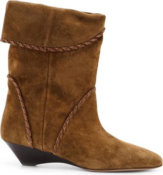 Isabel Marant Schoenen, Dames, Beige, 36 EU, Su&egrave;de, Leren laarzen met manchet en puntige neus
