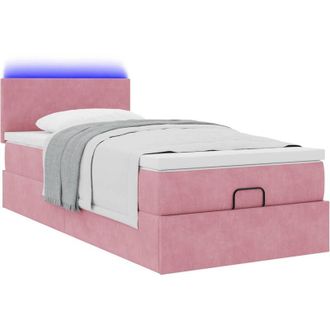 vidaXL Cama Otomana Con Colch&oacute;n Y Led Terciopelo Rosa 80x200 Cm Vidaxl