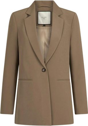 Neo Noir Jassen, Dames, Bruin, XL, Polyester, Klassieke Stofbruine Blazer met Schoudervullingen
