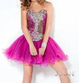 Jovani Strapless Short Prom Dress In Fuchsia