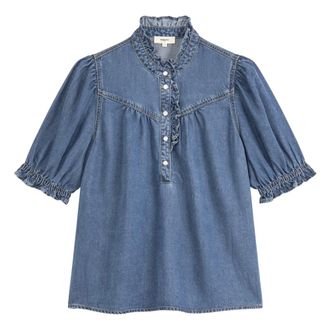 Suncoo Dames, Blouses & Shirts, Blauw, Maat: S Denim