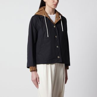 Herno Giacca reversibile blu/caramello in gabardina di cotone