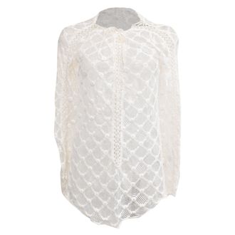 Isabel Marant Embroidered Lace Long Sleeve Top in White Cotton