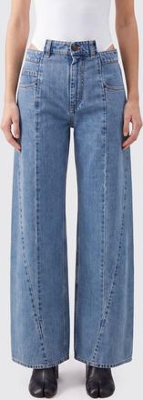 Maison Margiela Jeans flare a vita media in denim di cotone blu