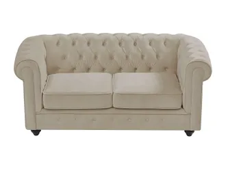Vente-Unique Divano 2 posti in Velluto Beige - CHESTERFIELD