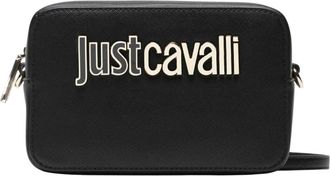 Just Cavalli Dames Schoudertas met Metalen Logo - Dames - Schoudertassen - Zwart - ONE Size - Polyester - Tassen